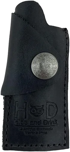 Vista 8 de Hide & Drink, Funda protectora para encendedor de cuero rústico hecha a mano (marrón borbon)