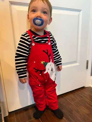Vista 2 de VINUOKER Ropa de Navidad para bebé, conjuntos de ropa de Navidad para Año Nuevo, 3 piezas, conjuntos de ropa infantil
