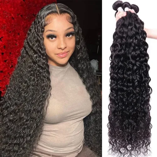 Vista 13 de Paquetes de cabello humano onda de agua 4 paquetes 10 12 14 16 pulgadas 10A brasileño virgen rizado profundo paquetes 100% sin procesar mojado