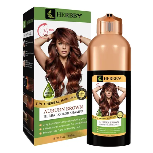 Vista 8 de HERBBY Champú con color para cabello gris para cobertura y transformación del color con 9 extractos herbales – De larga duración (6-8 semanas)