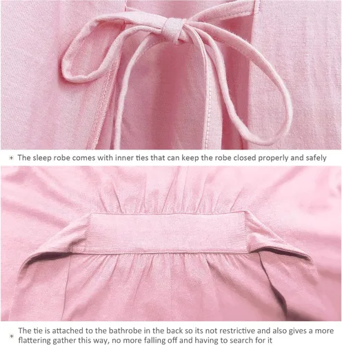 Vista 5 de COLORFULLEAF Bata corta de bambú para mujer, ligera, de algodón, de punto suave, con bolsillos