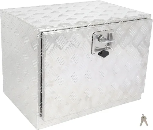 Vista 23 de SCITOO - Caja de herramientas de aluminio de 18 pulgadas de plata resistente para cama de camión, caja de herramientas para remolque de RV