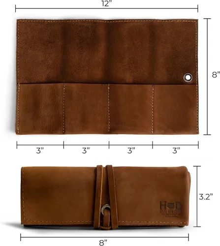 Vista 23 de Hide & Drink, Organizador de rollos de reloj de cuero hecho a mano de cuero de grano completo, con capacidad para hasta 4 relojes, fácil de llevar