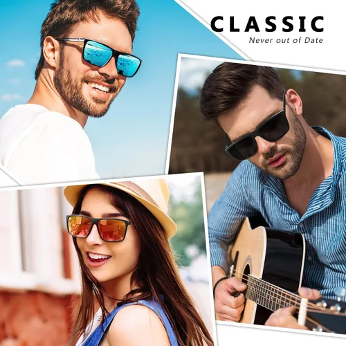 Vista 2 de GQUEEN Retro Polarized Sunglasses Men Womens Sports UV400 Protection Rectangular Square Frame