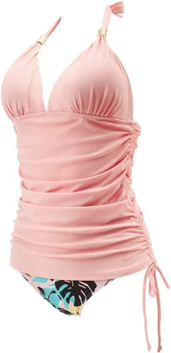 Vista 2 de SUUKSESS - Traje de baño de dos piezas tipo tankini para mujer, sexy, efecto adelgazante, con control de abdomen
