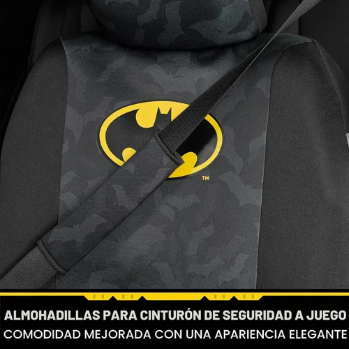 Vista 5 de BDK Warner Bros DC Comics Batman - Fundas de asiento delantero y almohadillas para cinturón de seguridad, ajuste universal para camiones, SUV
