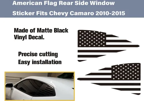 Vista 4 de CONGCONG Calcomanía de bandera estadounidense para Chevy Camaro para ventana trasera compatible con Chevy Camaro 2010-2015, calcomanía de bandera