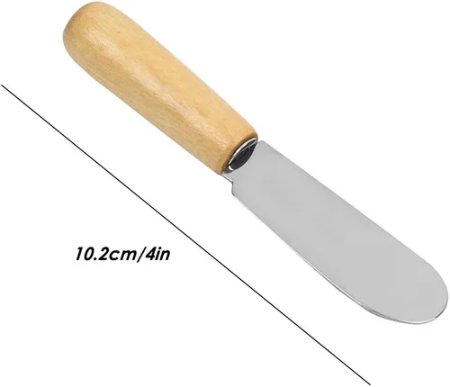 Vista 7 de DaKuan Esparcidor de mantequilla con mango de madera, 4 pulgadas, cuchillos para condimentos de queso crema, juego de 6