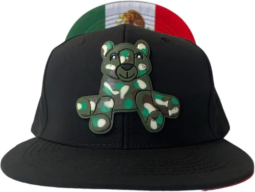 Vista 2 de Luis R Belikin Cuero Logo Negro Narco Snapback JGL Belico Estilo Mexican Flag Gorra