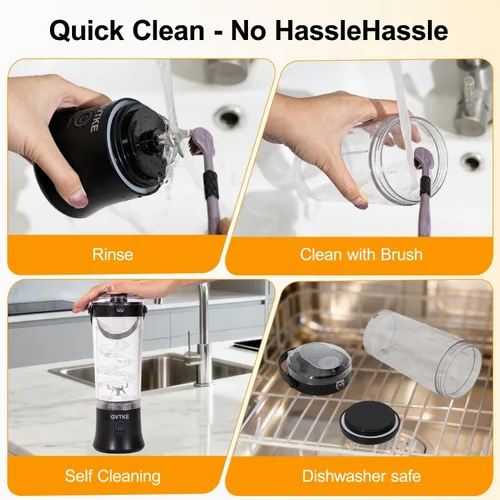 Vista 5 de Licuadora portátil Modo dual 18000RPM 20Oz Vaso de mezcla de hielo triturador de hielo Fruta congelada Mini hogar gimnasio viaje (negro)