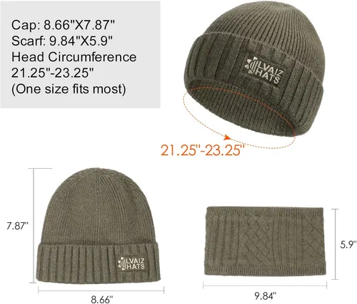 Vista 5 de Conjunto de gorro y bufanda para hombre, gorro de esquí cálido para invierno, gorro de esquí, gorro de calavera, calentador de cuello, polaina