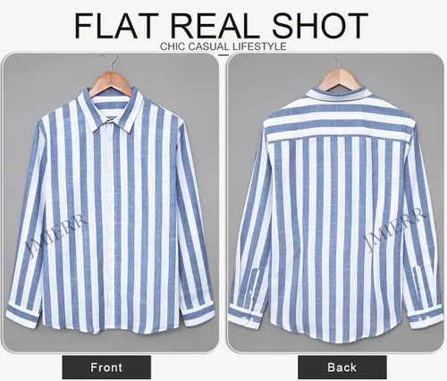 Vista 9 de JMIERR Camisas de vestir de algodón con botones y estilo casual para hombre