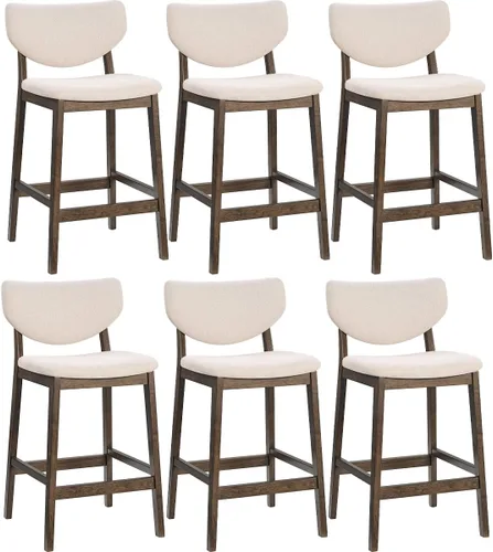 Vista 11 de PrimeZone - Juego de 2 taburetes de bar de cocina de 26 pulgadas, nogal y beige