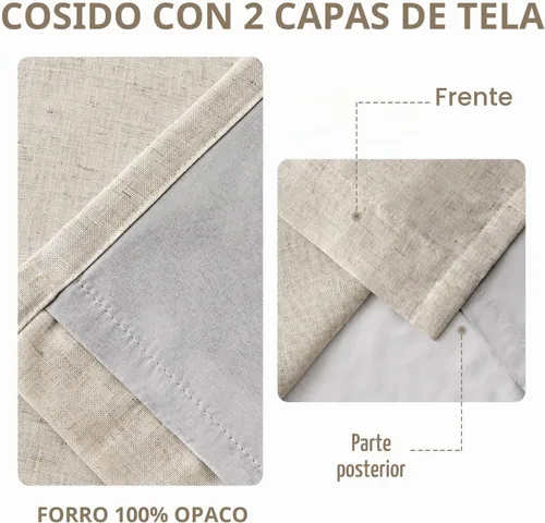 Vista 5 de MIULEE - Cortinas plisadas de lino 100 % opacas de color beige, 40 x 63 pulgadas