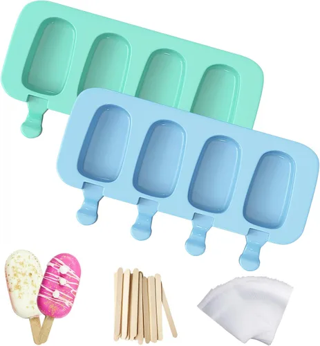 Vista 12 de Ozera Paquete de 2 moldes de silicona para paletas, moldes para tartas Azul