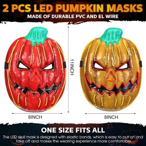 Vista 2 de 2 máscaras de calabaza de Halloween, máscara de miedo para Halloween, festival, cosplay, fiesta, decoración, disfraz
