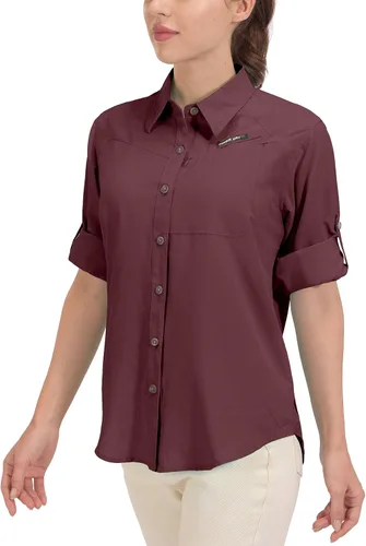 Vista 15 de Little Donkey Andy Camisa de manga larga transpirable con protección UV UPF 50 para mujer, de secado rápido, para pesca y senderismo