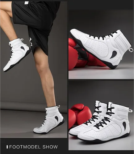 Vista 4 de Zivopah Zapatos de lucha libre para hombre, ligeros, transpirables, zapatos de entrenamiento de cuero para adultos