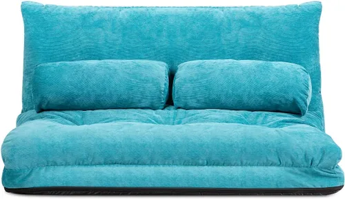 Vista 11 de Giantex Sofá de suelo ajustable con 2 almohadas, sofá cama plegable multifuncional de 6 posiciones, asiento de piso de gamuza multifuncional