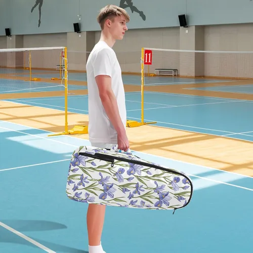 Vista 8 de Tennis and Badminton Bag Large Storage Iris Flowers 3 Rackets Badminton Racket Bag for Teen Boys Girls Men Women bolsos para raquetas