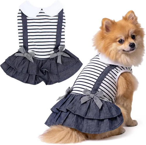 Vista 45 de Parisian Pet Chambray - Vestido para perro - Ligero sin mangas para perro, niña, talla XS Chambray en general