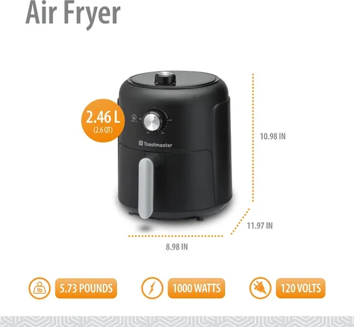 Vista 2 de Toastmaster Freidora de aire de 2.6 L - Freidora de aire instantánea con capacidad de 2.75 cuartos de galón - Aparato de cocina para una cocina