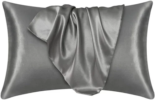 Vista 32 de Juego de 2 fundas de almohada de seda satinada de lujo para cabello y piel, fundas de almohada de satén con cierre de cremallera (estándar