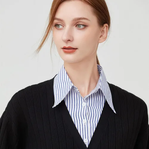 Vista 4 de YEKEYI Cuello Falso de Camisa Cuello Falso Desmontable Puños de Muñeca Puños de Manga Falsa Cuello de Media Camisa