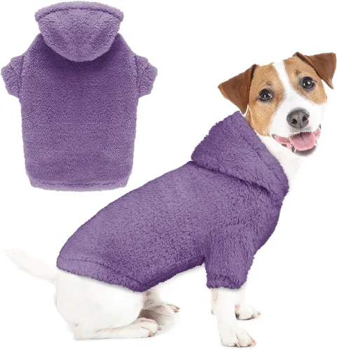 Vista 13 de Suéteres mullidos para perros medianos, suéter con capucha para perro, ropa cálida, suave y acogedora, abrigos para mascotas, sudadera con capucha
