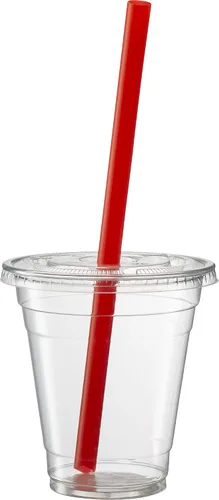 Vista 8 de ELEGANT DISPOSABLES Vasos de PET transparentes con tapas planas para café helado (12 onzas)