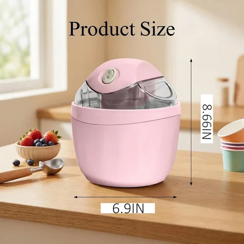 Vista 3 de Pequeña máquina de helados para el hogar, máquina eléctrica de gelato y yogur congelado, máquina casera para hacer helados para cocina vintage