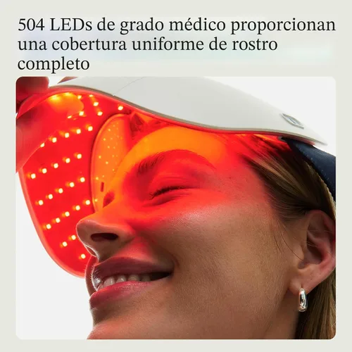 Vista 4 de TheraFace Therabody Mask Glo - Mascarilla LED inalámbrica para el cuidado de la piel con luz roja/azul/infrarroja y masaje relajante para el cuero