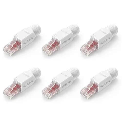 Vista 10 de VCELINK Conector RJ45 sin herramientas, enchufe de terminación de campo CAT6, enchufe modular chapado en oro, conector UTP CAT6 sin herramientas