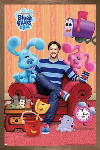 Vista 16 de Nickelodeon Blue's Clues - Póster de pared grupal, 22.4 pulgadas de largo x 14.7 pulgadas de ancho, versión enmarcada de madera de granero