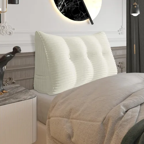 Vista 15 de Almohada de cabecera gruesa totalmente rellena tamaño Queen, cabecera acolchada suave y firme, soporte grande, triangular, almohada de cuña