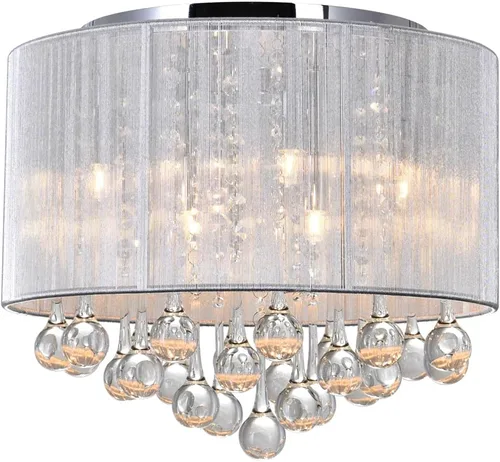 Vista 8 de CWI Lighting Water Drop - Marco cromado de montaje empotrado de 10 pulgadas y pantalla blanca con gotas de cristal