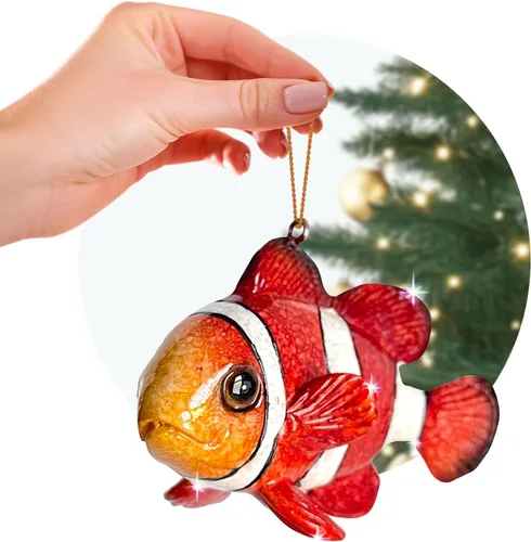 Vista 13 de Adorno de Navidad pintado a mano para playa – Decoración costera para árbol para amantes del océano – Adorno náutico único para árbol de Navidad