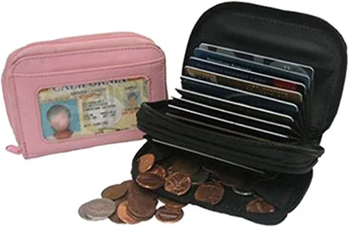 Vista 5 de SILVERFEVER Cartera para mujer con tarjetero RFID para mujer, de cuero, organizador de tarjetas de crédito