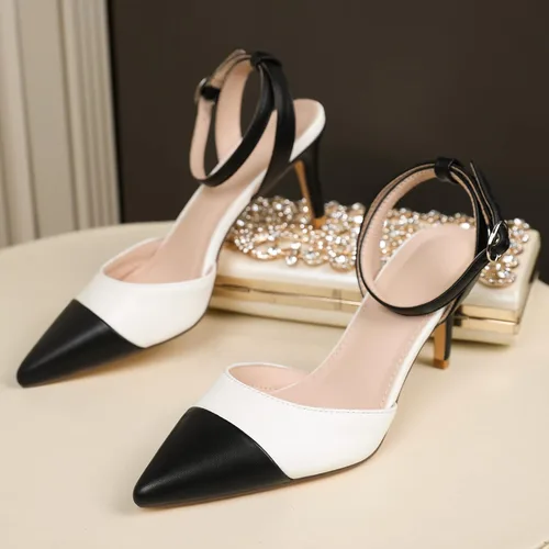 Vista 5 de RIBONGZ Zapatos de boda para mujer, con purpurina, punta puntiaguda, tacones altos, sexy, con correa al tobillo, zapatos de vestir para fiesta