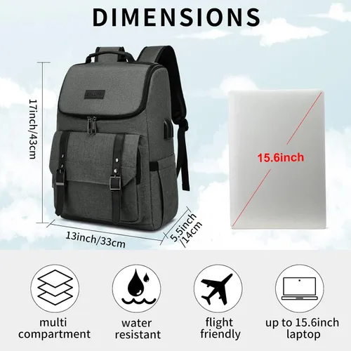 Vista 4 de Mochila de trabajo para laptop para mujeres y hombres, mochila de viaje de 15.6 pulgadas, elegante mochila para profesores, mochila casual