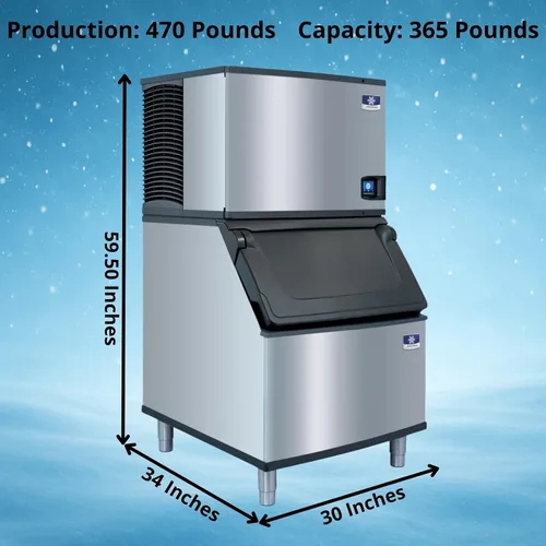 Vista 2 de Manitowoc IDT0450A-161 Indigo NXT Máquina de hacer hielo de dados completos refrigerados por aire de 30 pulgadas con contenedor de almacenamiento