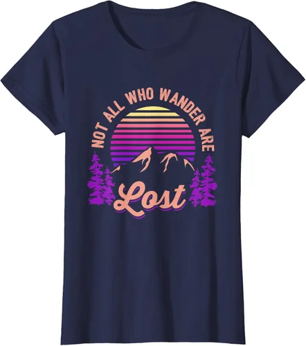 Vista 30 de Not All Who Wander Are Lost Vintage Mountains - Camiseta de senderismo, Negro, S