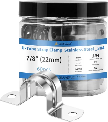 Vista 11 de 24 Piezas Abrazaderas de Conducto de Acero Inoxidable 304 de 1 1/4 Pulgadas (32mm), Abrazadera de Correa de Tubo en U de 2 Agujeros Soporte en U