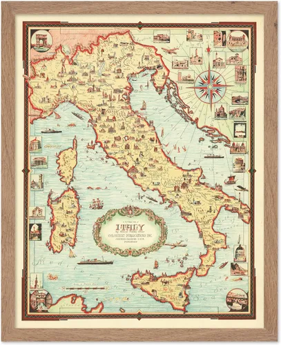 Vista 26 de Monem Art Mapa Monumental Vintage de Florencia Impresión - Póster de Viaje Retro - Arte de Italia - Gran Regalo para Hombres, Mujeres, Amantes