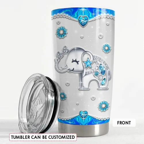 Vista 3 de SANDJEST Vaso de elefante personalizado de 20 onzas y 30 onzas con tapa, taza de viaje para café, taza para mujeres y niñas, diseño de elefante