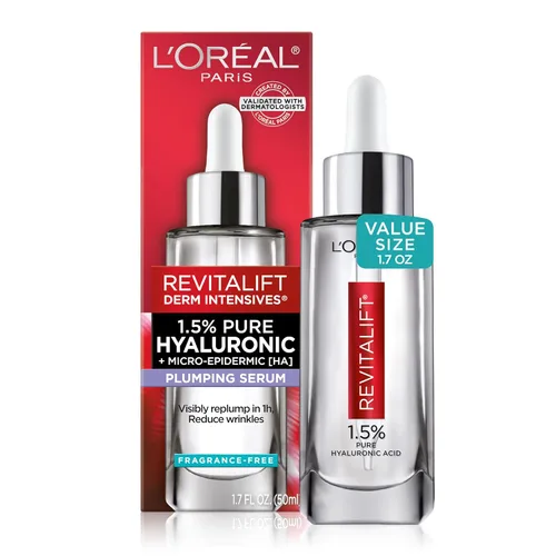 Vista 9 de L'Oreal Paris Revitalift - Suero de ácido hialurónico puro 1.5% para cara, suero antienvejecimiento para hidratar la piel y reducir las arrugas