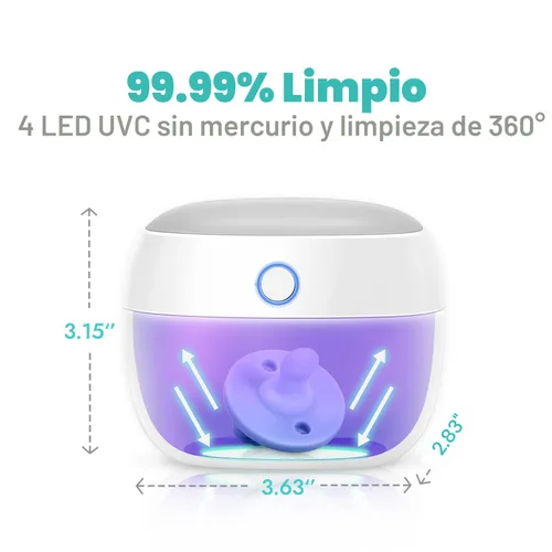 Vista 4 de Papablic Desinfectante portátil para chupete, estuche desinfectante con luz UV sobre la marcha para la salud del bebé, mini caja desinfectante