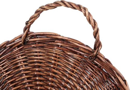 Vista 5 de JJSQYLAN JJSQ - Cesta de almacenamiento colgante de mimbre tejida a mano, decoración de pared para el hogar, jardín, boda, marrón, 14.2 x 11.8 x 4.7