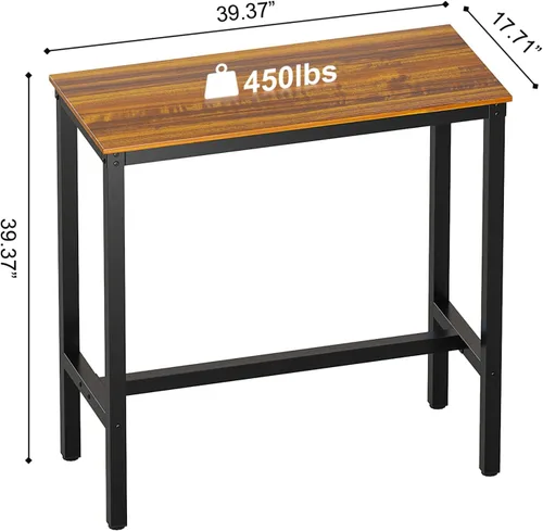 Vista 6 de Mesa de bar, mesa de pub de altura de barra, mesa de cóctel superior alta para comedor de cocina 39.37" Rectangular Bar High Table for Kitchen Teca