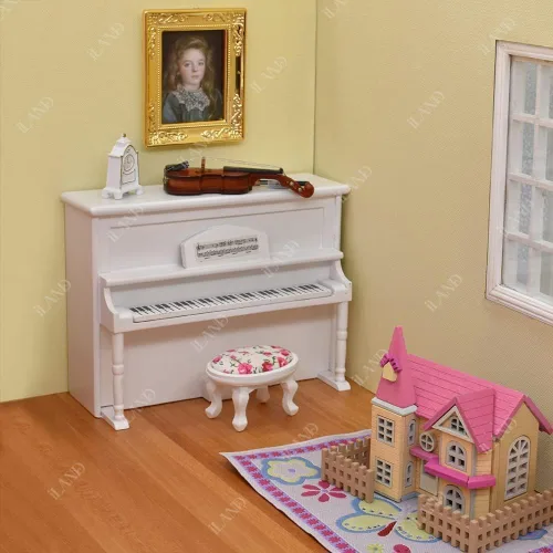 Vista 6 de iLAND - Juego de muebles de dormitorio para casa de muñecas, cama mini de madera para muñecas, muebles en miniatura con accesorios a escala 1:12
